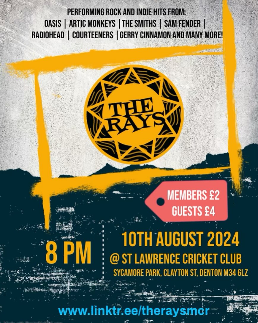 The Rays – Live on 10th August